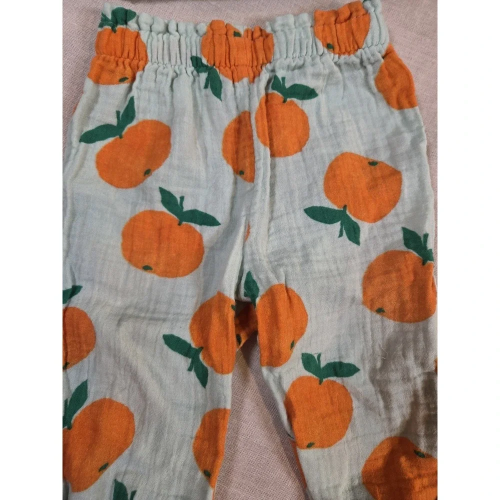 Old Navy Happy Orange Motif Graphic Sweatshirt Pants Fuzzy Letters Sz‎ 6-12  Mo.